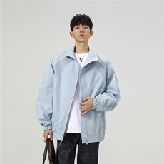 美式罗纹拼接袖子褶皱大码M-5XL教练夹克男JK78056P69控105，男装夹克，星座227-7