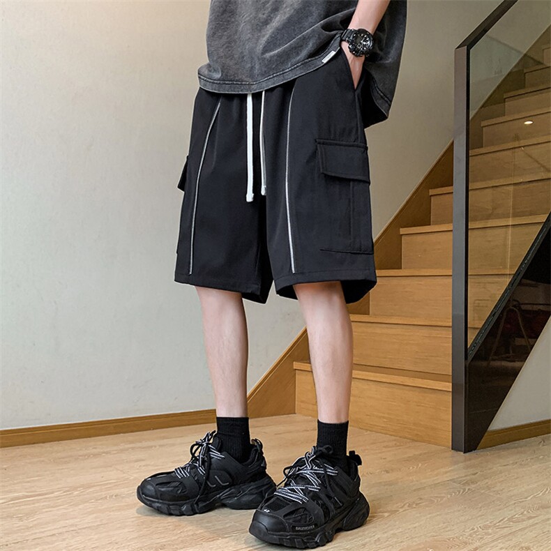 夏季新款冰丝垂感短裤港风休闲裤男免烫宽松凉感K23217-P35,男装牛仔裤,星座717