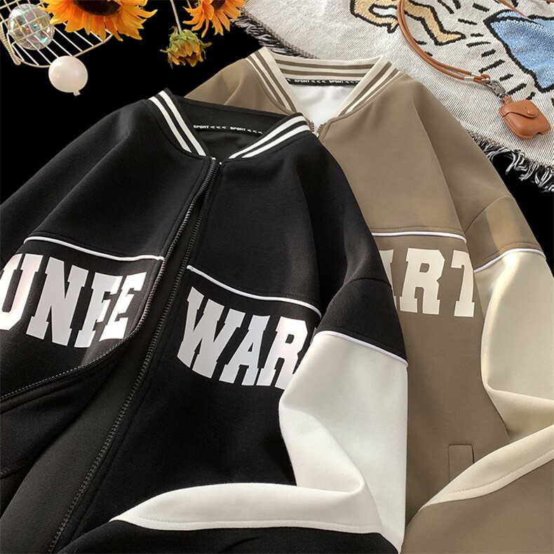 B257-1-M09-P6524新款宽松休闲情侣港风潮流开衫棒球衫，男装卫衣，星座B257-1