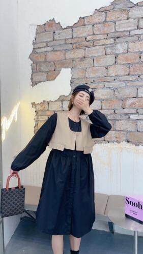 秋装韩版欧式皮马甲两件套，女装马夹，贻思茗