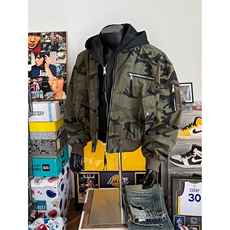 秋冬加厚假两件迷彩bomber男款设计感重磅短款外套M9633-P120，女装短外套，星座310A-4