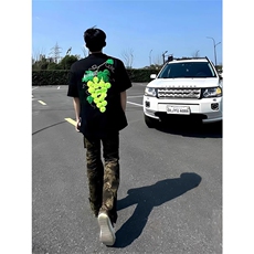 葡萄网球毛巾绣短袖T恤男女刺绣宽松上衣A470-印花-P25刺绣-P35，男装T恤，星座1505