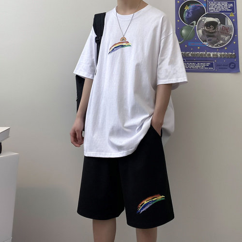 男短袖t恤套装夏季半袖2023新款男装夏装潮牌衣服A161-2-TZ02-P50,男装休闲套装,电商A161-2