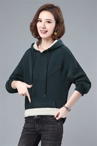 长期现货，冬季新款时尚休闲简约纯色螺纹直筒长袖加绒连帽卫衣图片