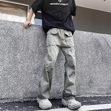 复古工装裤男女潮宽松直筒褶皱伐木伞兵休闲裤KH133，男装休闲裤，星座1116A-1（原606A）