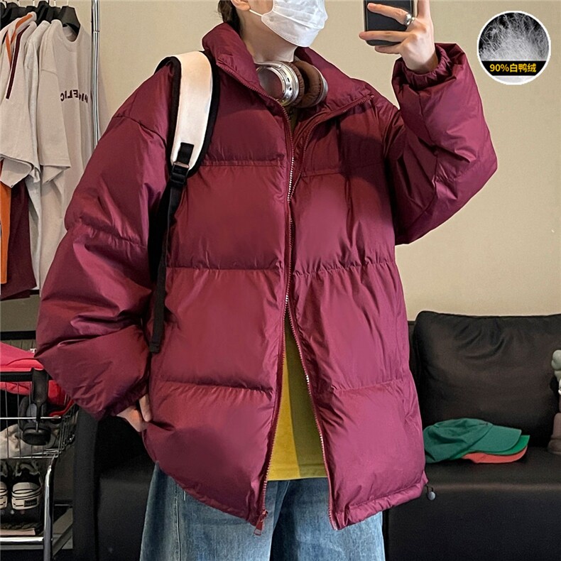 白鸭绒潮流光板抽绳立领羽绒服保暖外套Y5848-P140【特价】图片