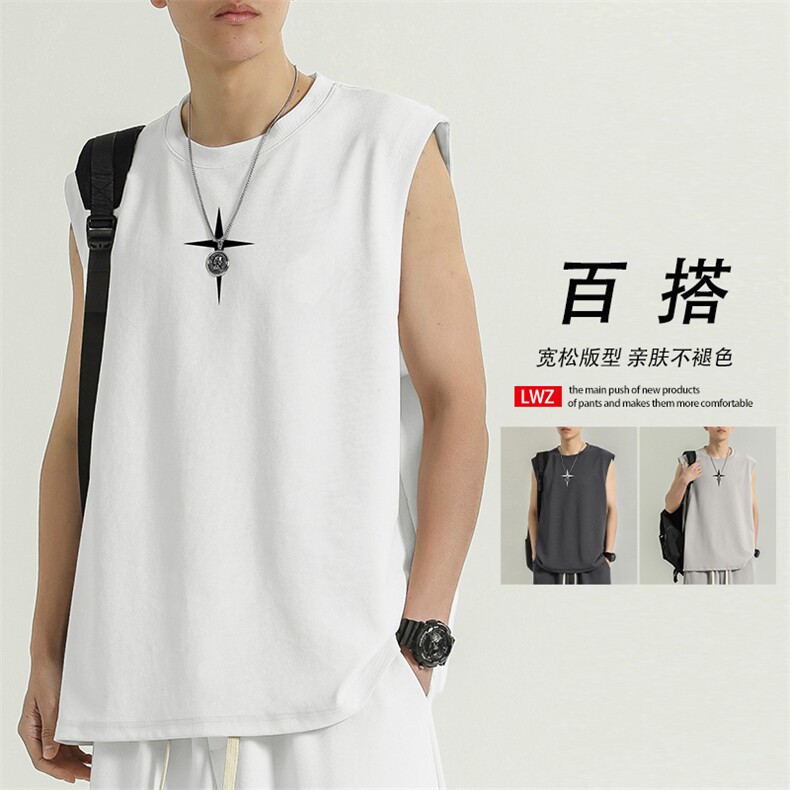 无袖背心男潮牌冰丝健身运动坎肩衣服短袖t恤TT386-特批-34,男装背心/马甲,星座718