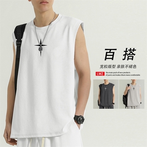 无袖背心男潮牌冰丝健身运动坎肩衣服短袖t恤TT386-特批-34,天命无常怎么搭配衣服图片
