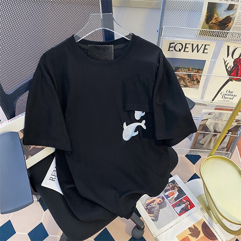 纯棉后包领抖音天猫品质情侣男女刺绣字母短袖T恤 TT028-40图片