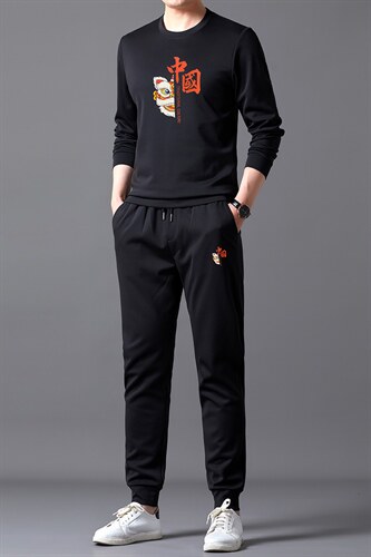 运动卫衣套装2023春季中青年爸爸男装商务休闲运动服两件套针织衫，男装休闲套装，电商B212（原钱塘6029）