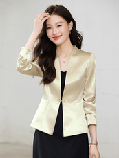 现货2025早秋新款醋酸缎面气质西装短款小外套女，女装短外套，时尚风爆