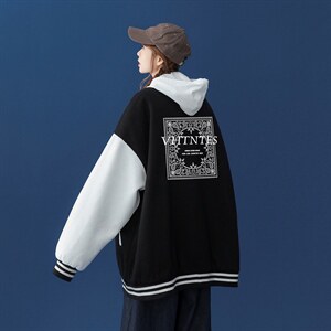 中性风 2022秋季新款设计感潮牌印花宽松棒球服夹克--G95p65控88图片