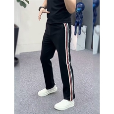 欧洲站潮牌裤子男刺绣提花织带男装运动休闲裤薄款夏季修身小脚裤，男装休闲裤，星座506A