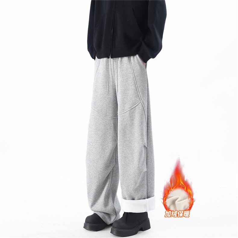 A429-YK358-特批常规42加绒48加绒加厚褶皱阔腿伞兵休闲卫裤，男装休闲裤，电商A429