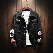 JK616-p45-大量现货牛仔夹克肥仔量足破洞印花大码，男装夹克，星座103A