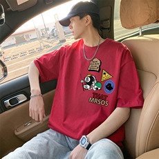T838大码宽松纯棉运动圆领体恤衫oversize短袖T恤男重磅T，男装T恤，星座304A-1