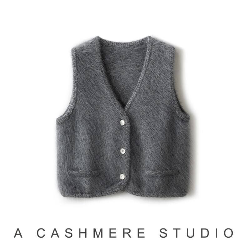 2025年秋季时尚百搭通勤简约休闲V领马甲，女装马甲，致织羊绒