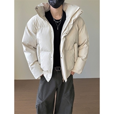 现货三防重磅硬挺boxy短款羽绒棉衣座山雕大毛毛领PU皮棉服外套冬，男装棉衣，电商A443