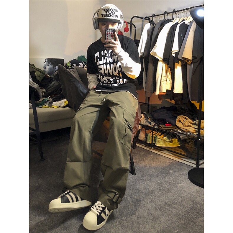 B221美式ins街头hiphop宽松休闲多口袋工装裤子LK23120-P65控88,男装休闲裤,电商B221