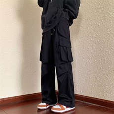 机能阔腿工装裤男秋宽松直筒休闲裤美式复古潮牌拖地裤子A915，男装工装外套，星座310B-2