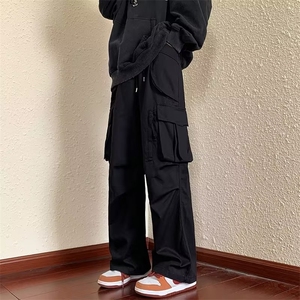 机能阔腿工装裤男秋宽松直筒休闲裤美式复古潮牌拖地裤子A915图片