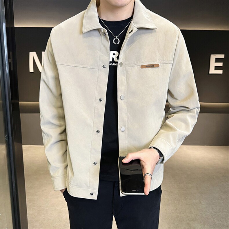 春季2025新款麂皮夹克外套男翻领潮牌A313-2001-P145188元，男装夹克，电商A313