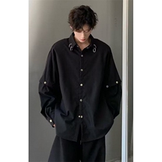春装新款长袖衬衫男宽松设计感时尚金属拼接个性衬衣外套C2219，男装衬衫，星座1116A（原606A-3）