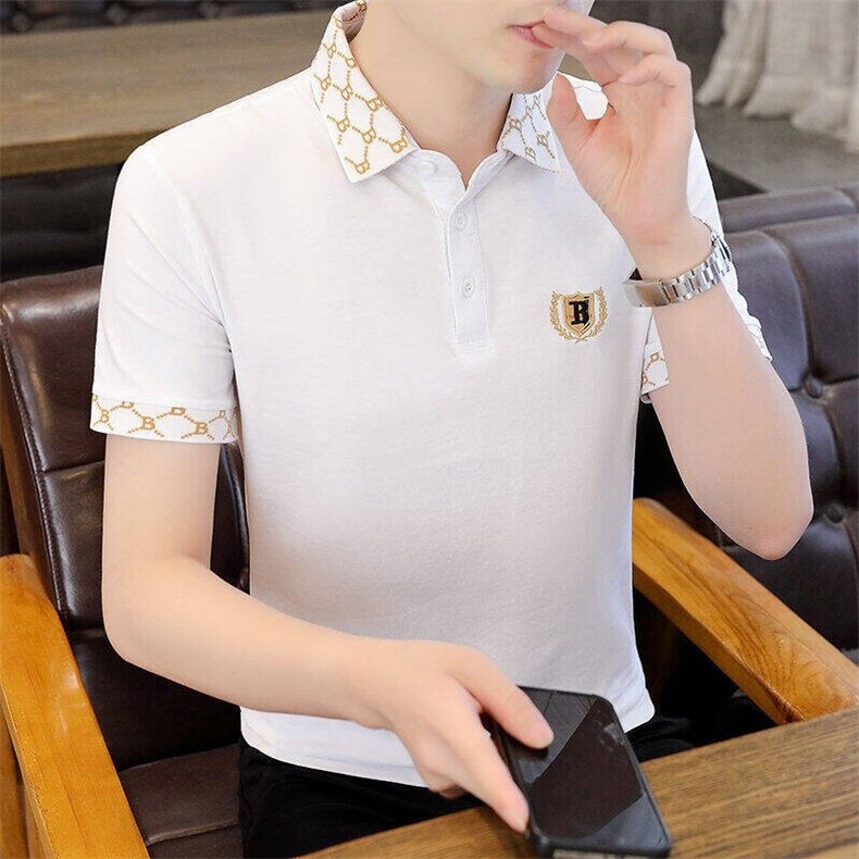83081-P38小标刺绣打底衫夏季新款短袖Polo衫男休闲T恤,男装Polo衫,电商D310B-1