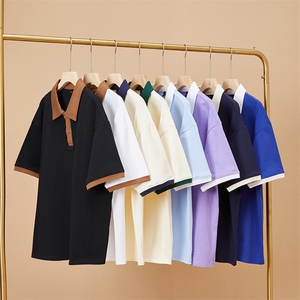 百搭纯色POLO衫男女款大版纯棉打底衫团体班服高克重抖音品质图片