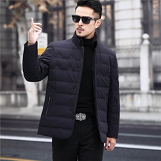 中老年水貂毛毛领羽绒服男长款爸爸装保暖防寒服MNSAW82138-P390，男装羽绒服，电商B212（原钱塘6029）