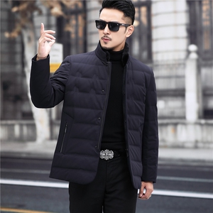 中老年水貂毛毛领羽绒服男长款爸爸装保暖防寒服MNSAW82138-P390图片