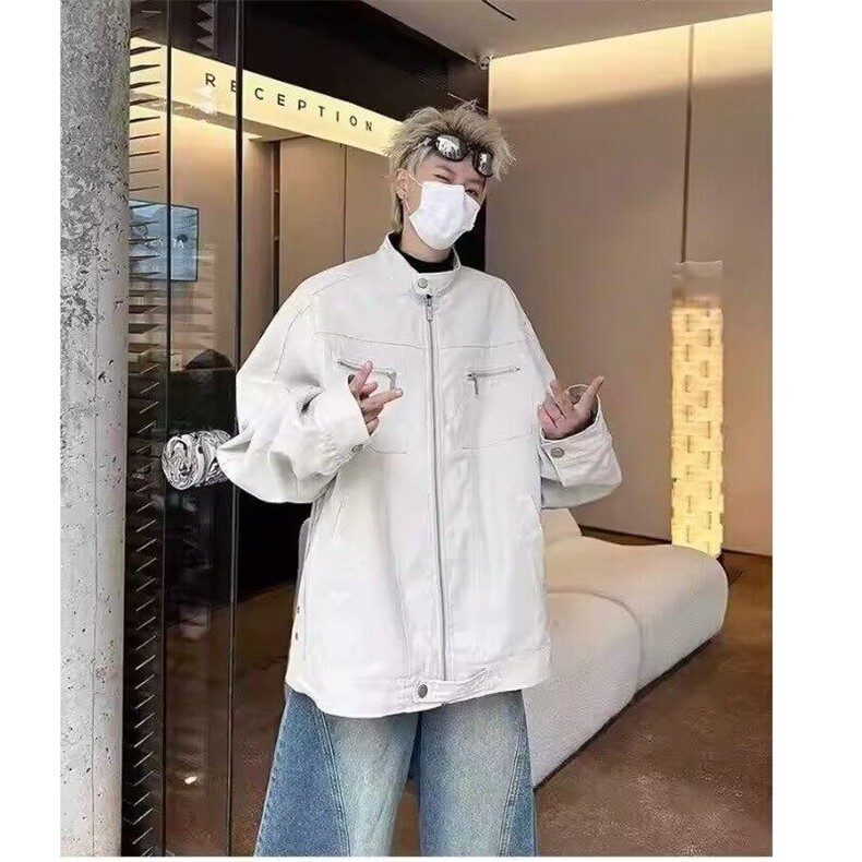 哈灵顿工装立领夹克男春秋季美式复古宽松休闲百搭水洗机车服外套,男装夹克,星座506A