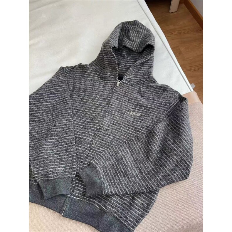 706-WY6747-P68秋季美式条纹连帽卫衣情侣宽松开衫外套潮,女装短外套,星座706-1