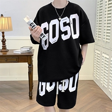 2025夏季新款运动服短袖T恤运动套装潮男痞帅一套搭配宽松短裤P45，男装T恤，星座1113