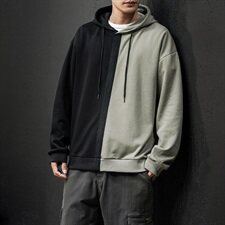 2021春秋季新款拼色卫衣男青年大码不对称外套男w203-p58，男装卫衣，星座311A
