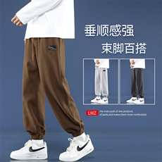 重磅卫裤男士春秋冬季潮牌宽松束脚运动裤百搭休闲WK606-1特批24，男装休闲裤，星座718-1