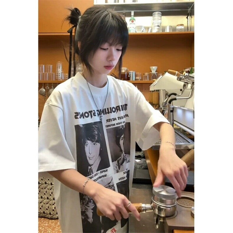 潮牌印花短袖t恤男款夏季潮美式复古cleanfit情侣穿搭五分袖上衣,男装T恤,星座809A(原222-1)