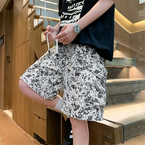 K9073/特P32夏季新款工装扎染多口袋短裤男痞帅休闲五分裤中裤图片