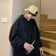 WY74-P32纯色华夫格连帽卫衣，男装卫衣，星座1501-1