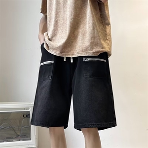 夏季薄款水洗男士牛仔短裤直筒阔腿休闲裤D2128 P40图片
