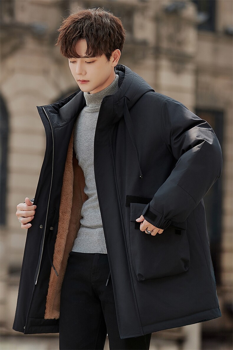 羽绒服男士冬季中长款大衣外套加厚兔毛内胆派克服男款2900-P380,男装羽绒服,电商A355（原A415）
