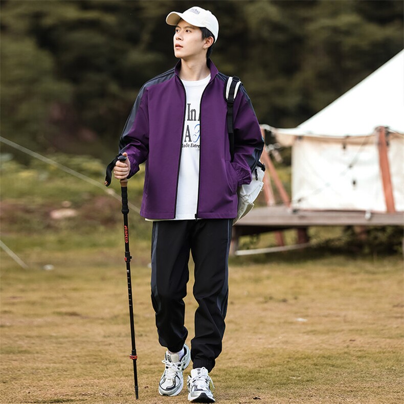秋季新款现货主推大码港风情侣立领休闲运动户外登山套装男D02P65,男装休闲套装,电商B226-2（原B217-2）