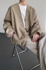 松弛感慵懒风休闲无领一粒单排扣西服夹克外套-82566-P95，男装西服，电商B289