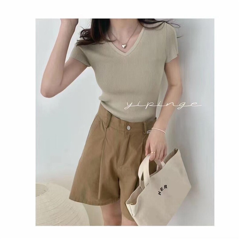 99088冰丝V领短袖,女装其它,搜尚