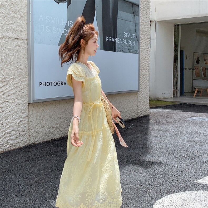 新品现货2025夏装新款蕾丝刺绣连衣裙2C116-2528-P145-K198,女装连衣裙,2C116