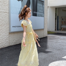 新品现货2025夏装新款蕾丝刺绣连衣裙2C116-2528-P145-K198，女装连衣裙，2C116