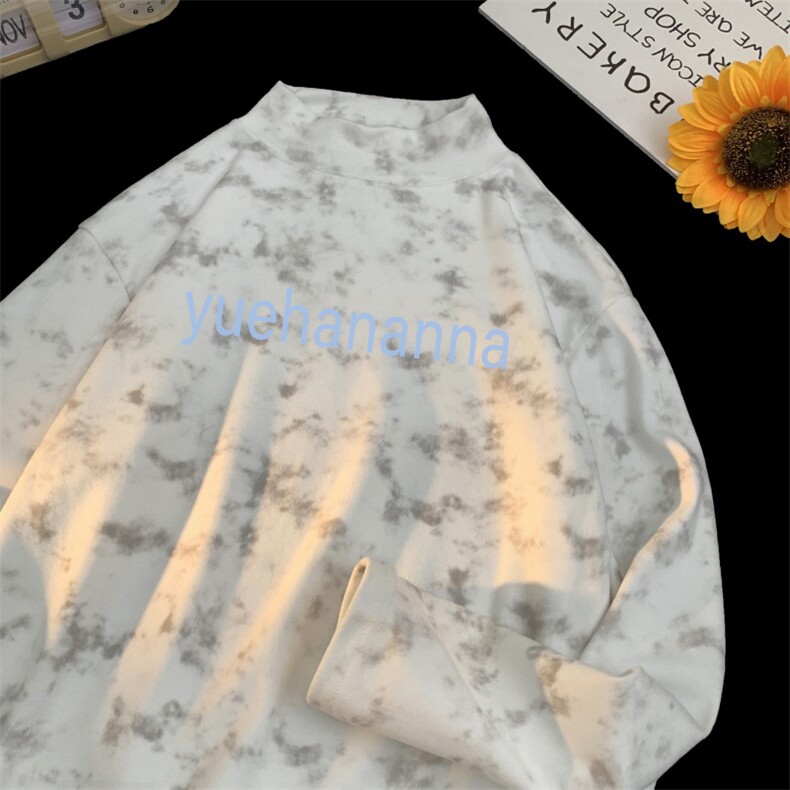 260克重磅扎染德绒半高领打底衫【有货】C403A-DR25451ZR-P25,男装T恤,电商C403A