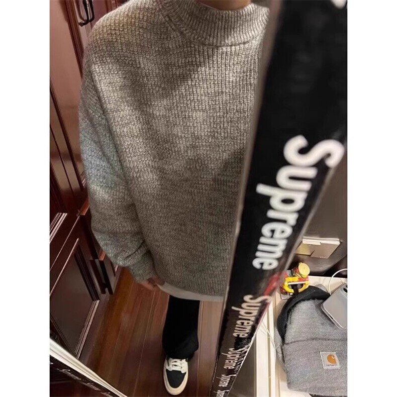 美式复古cleanfit灰色正肩毛衣男款冬季圆领套头内搭打底针织衫潮,男装针织衫/毛衣,星座506A