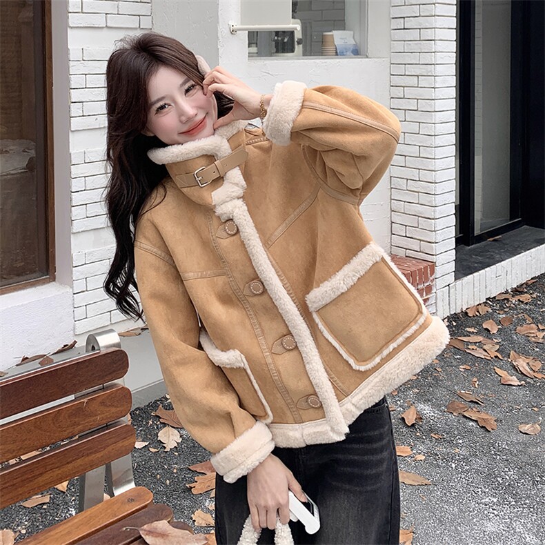 现货--新款冬季皮毛一体外套-203-8802-P195-K288,女装羊羔毛/颗粒绒,浙宝203