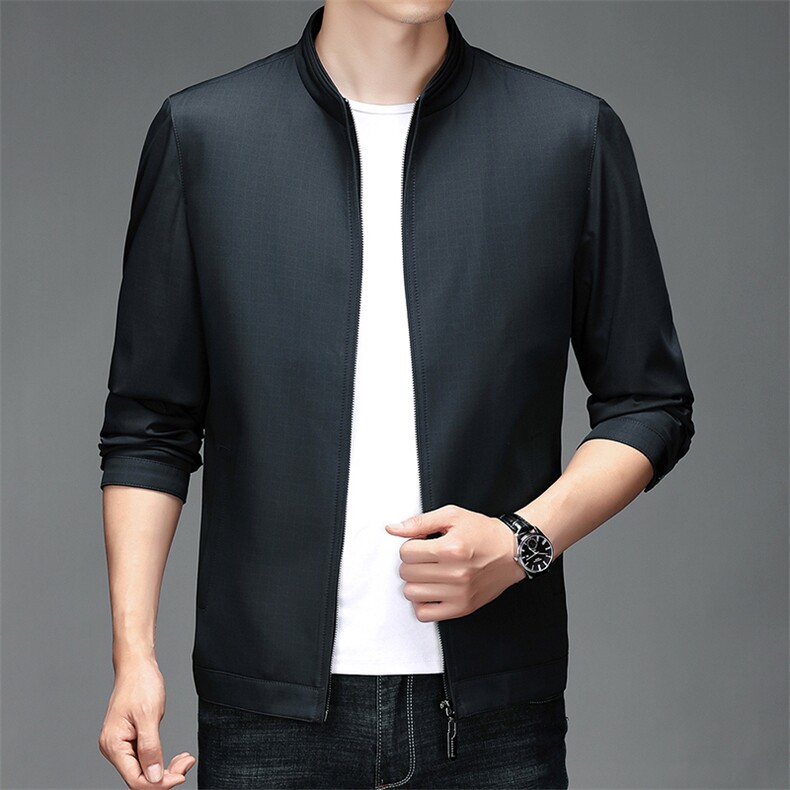 21中青年男士夹克纯色立领外套商务休闲时尚茄克衫男SJ8809-P150,男装夹克,电商B212（原钱塘6029）